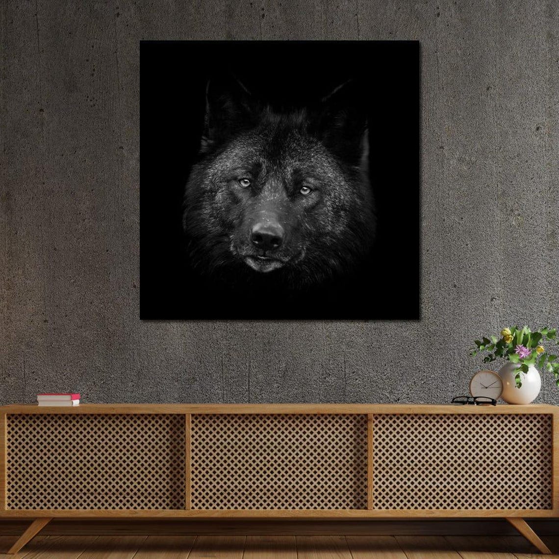 Black Wolf Portrait Dark Monochrome Wild Animal Fine Art Print - Image 4