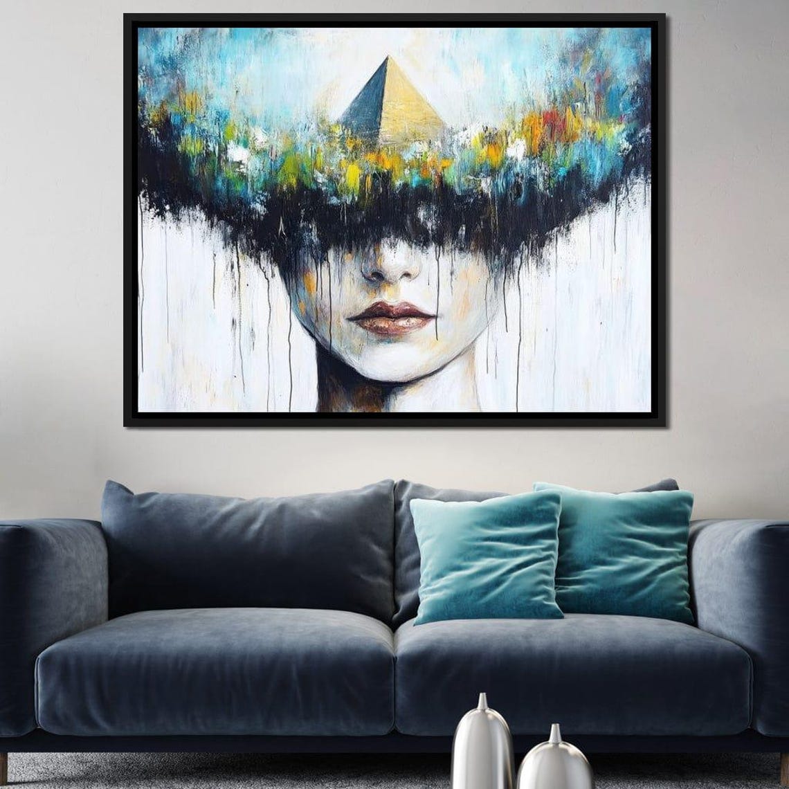 Surreal Female Portrait With Pyramid Dream Rising Above Her Head Print - Image 3