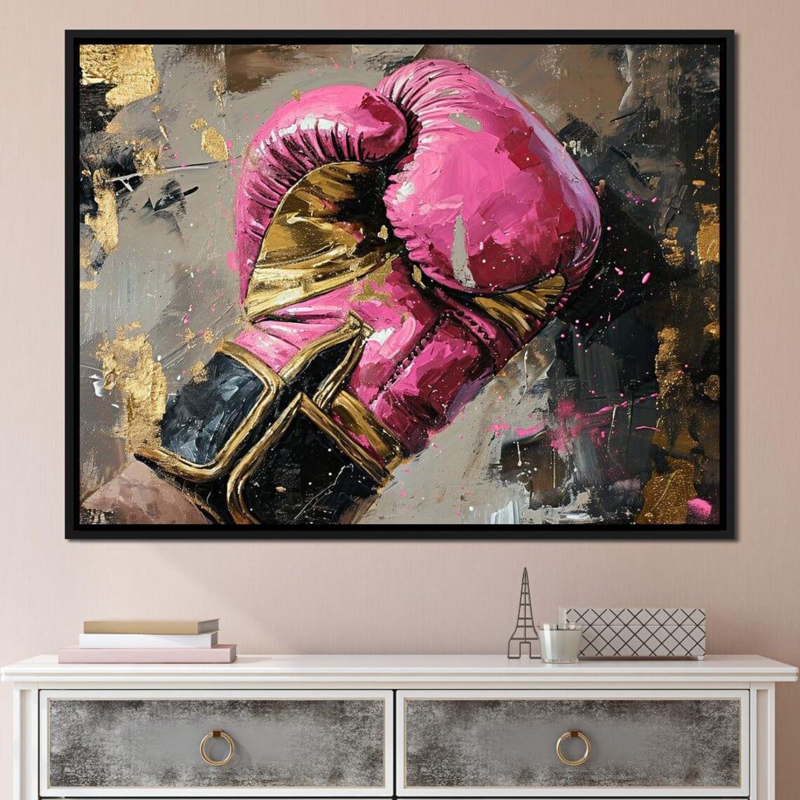 Pink Boxing Glove Gold Black Glam Fight Feminine Sports Art Poster - Image 3