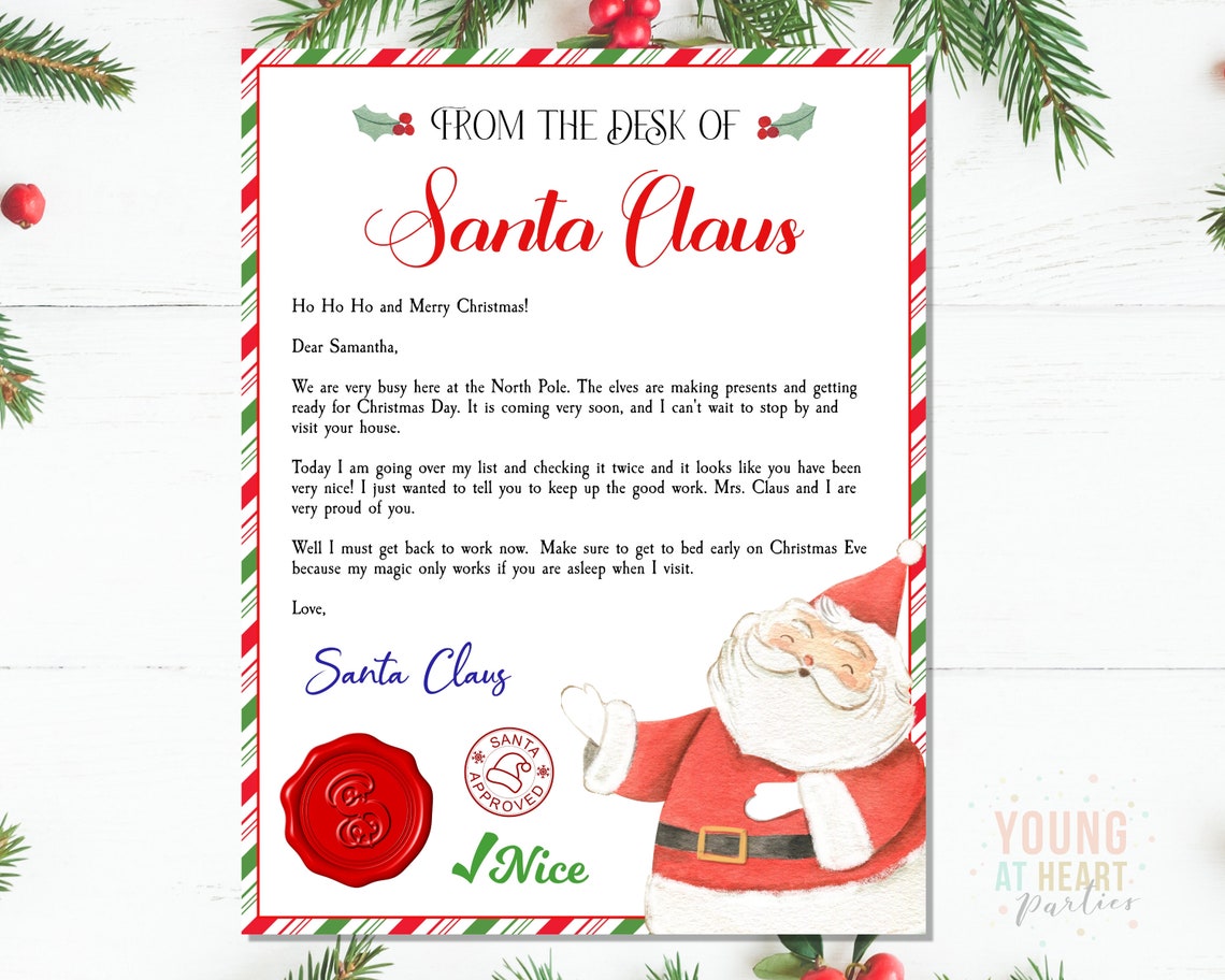Official Letter From Santa Claus Nice List Christmas Holiday Print