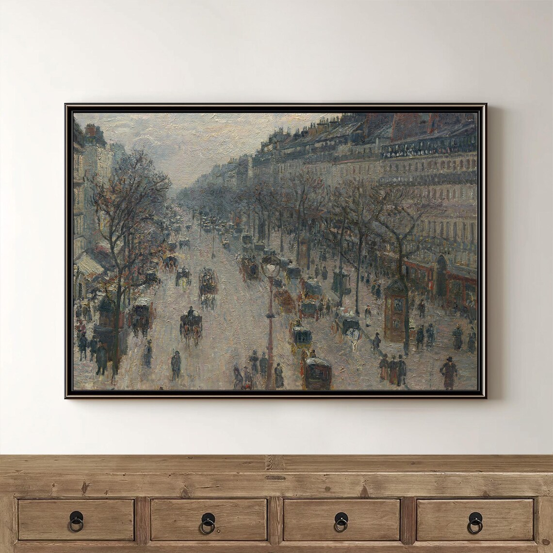 Paris Montmartre Winter Boulevard Impressionist Street Scene Poster