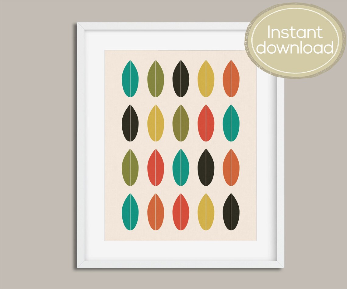 Minimalist Leaf Mid-Century Modern Botanical Art Print - Image 3