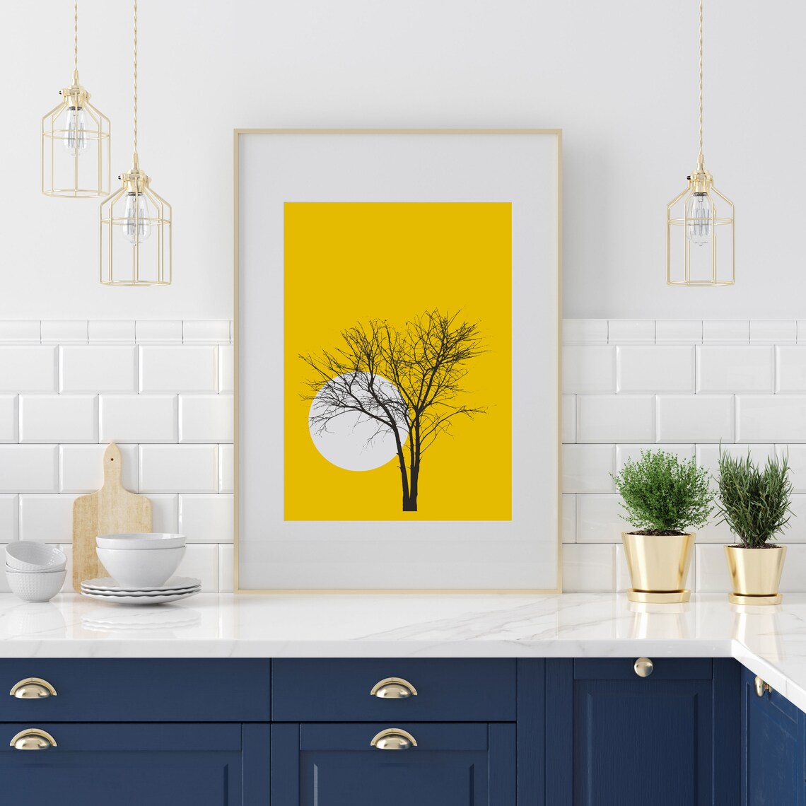 Yellow Tree Minimalist Art Print, Scandinavian - Image 2