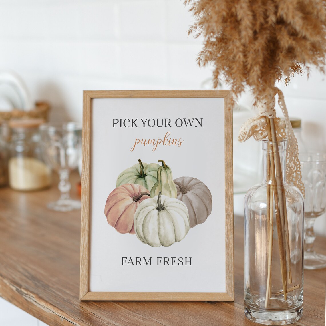 Pick Your Own Pumpkins Watercolor Autumn Farmhouse Harvest Poster - Image 3