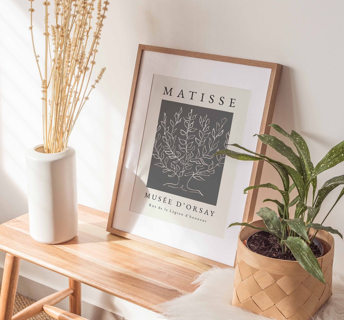 Matisse-Inspired Grey Tree Wall Art, Art Print - Image 2