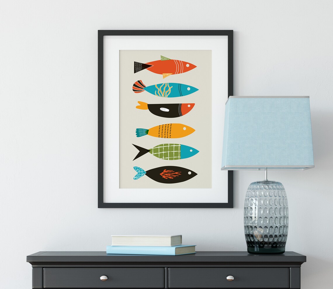 Mid-Century Modern Fish Art Print, Sea Life Decor - Image 3