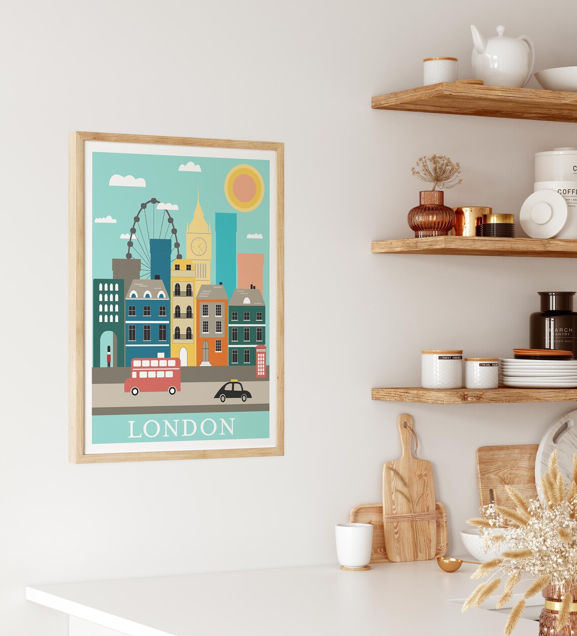 London Colourful Travel Poster, Wall Art Print - Image 4