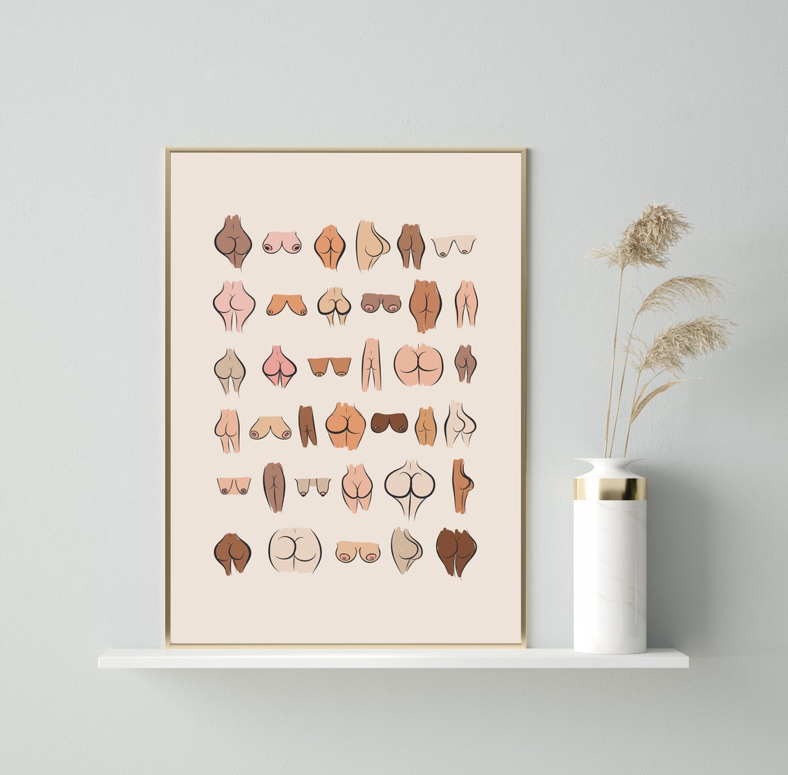 Bum Print Funny Print Birthday Idea Wall Art Print Instant Body Positivity Boobs Print Boobs Gift Bathroom Print - Image 4