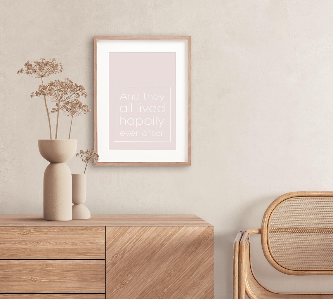 And They All Lived Happily Ever After Minimal Blush Quote Poster - Image 3