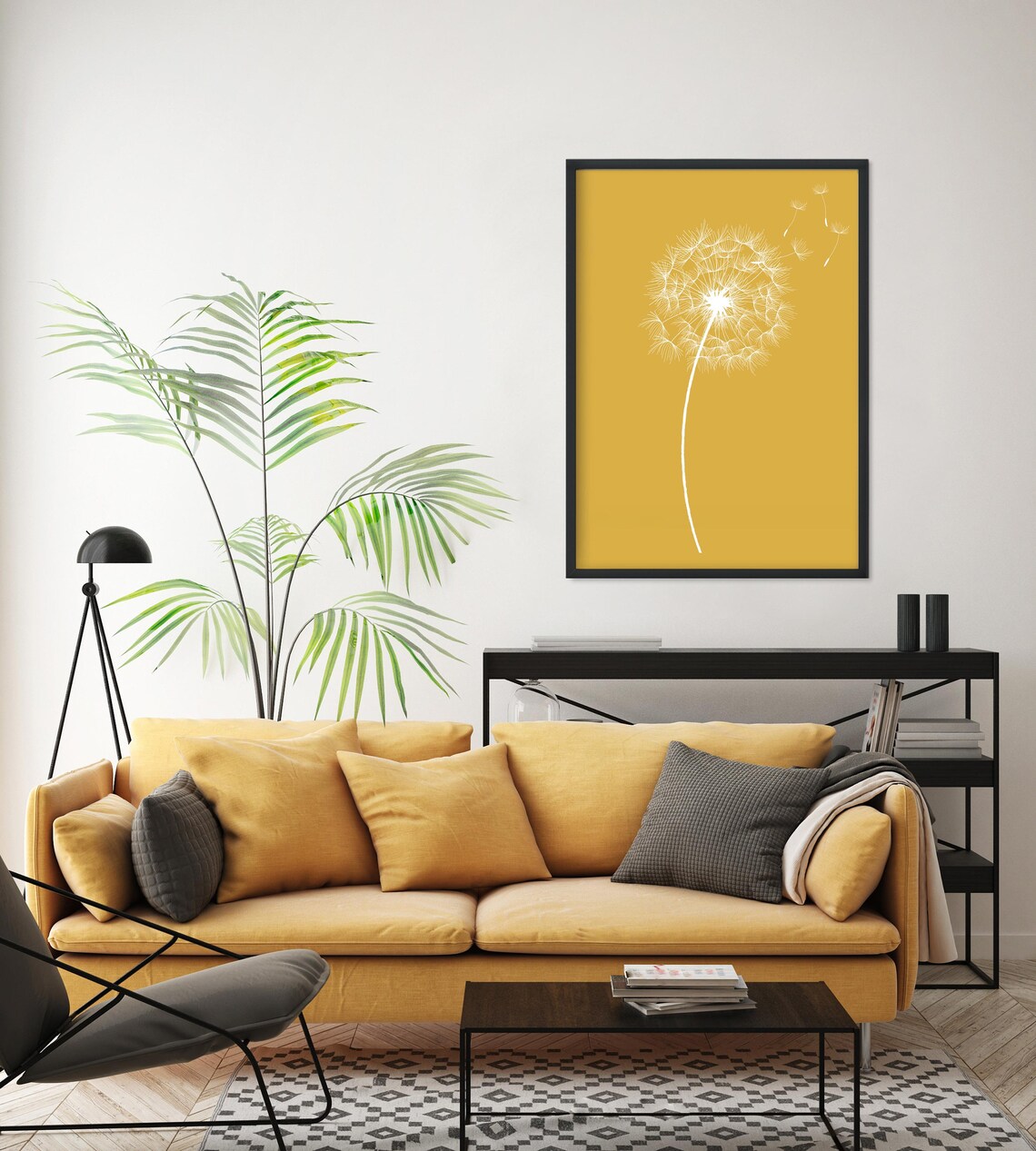 Dandelion Minimalist Art Print, Abstract Modern Decor - Image 2