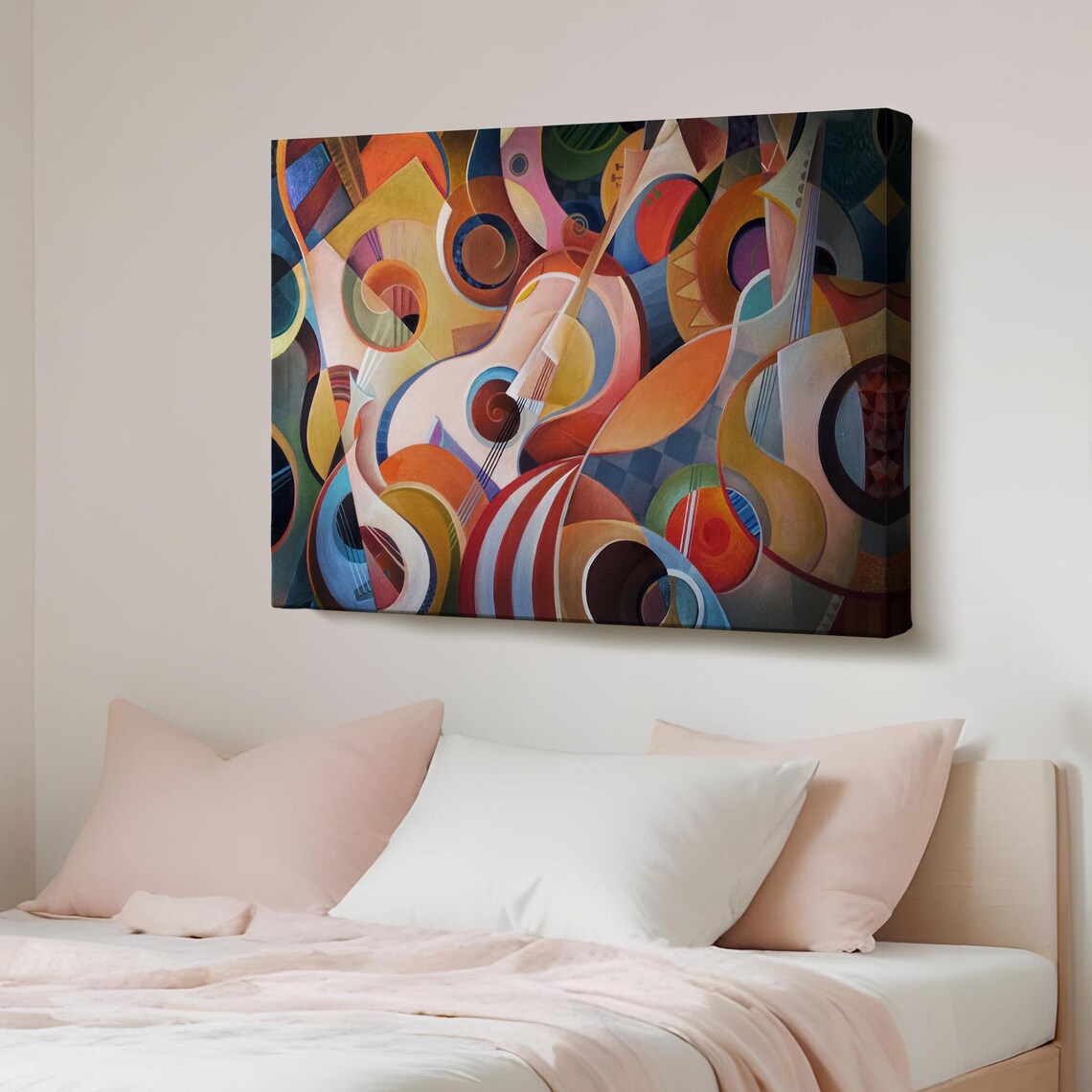 Cubist Guitars Colorful Abstract Musical Instruments Painting Poster
