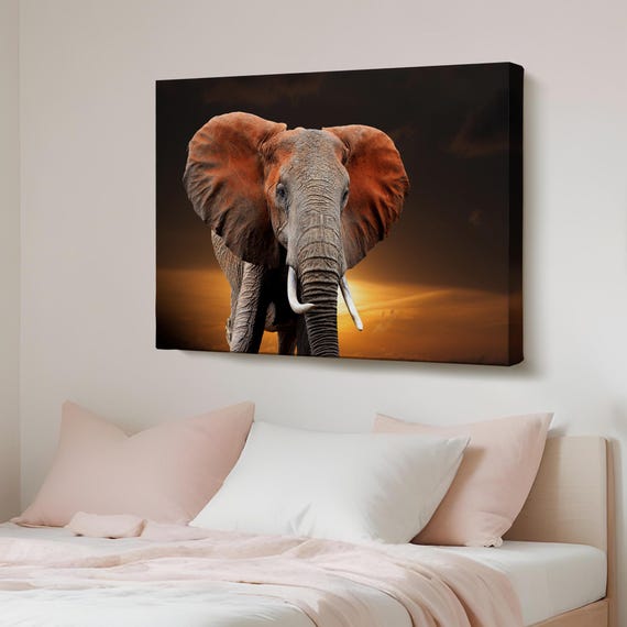 Elephant Decorative Canvas Painting Wall Decor Gift For Nature Enthusiasts Housewarming Gifts Large Art Framed