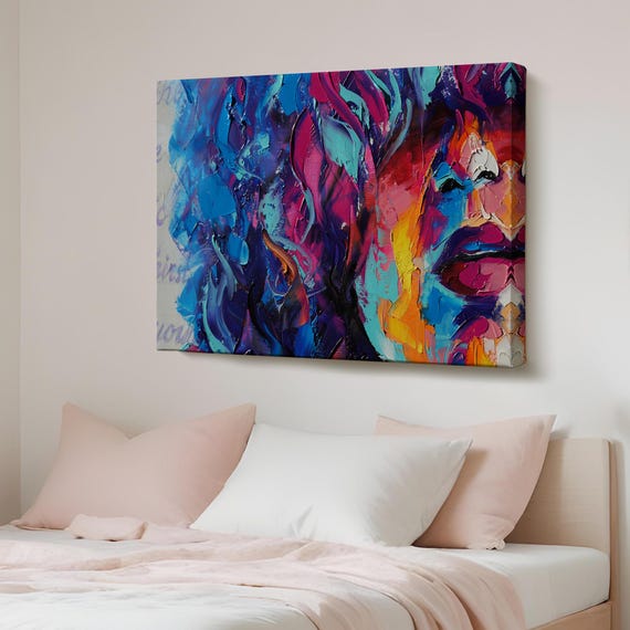 Abstract Painting Of A Beautiful Girl Oil Look Decorative Canvas Wall Art Large