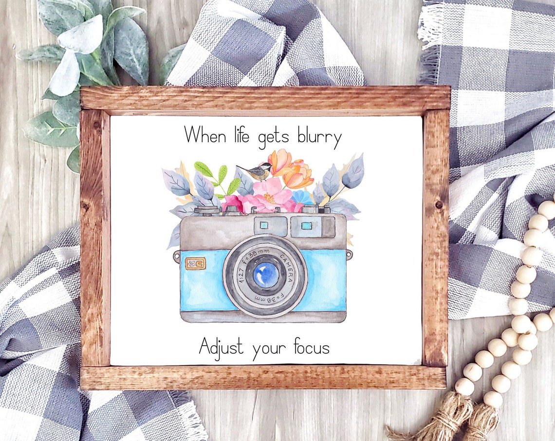 When Life Gets Blurry Adjust Your Focus Vintage Camera Quote Poster