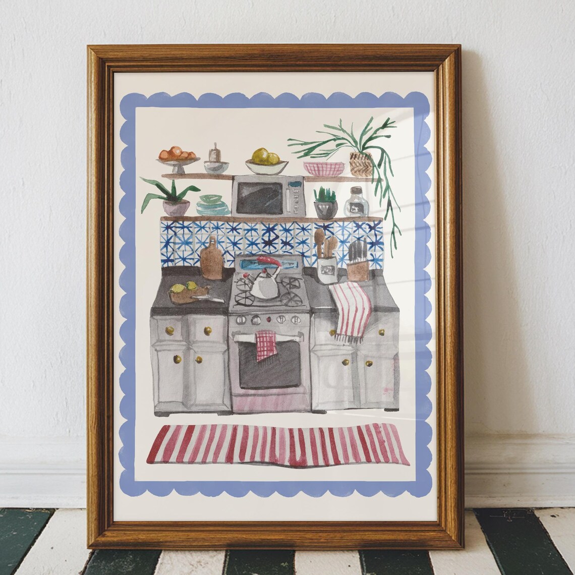 Kitchen Watercolor Art, Cute Kitchen Decor