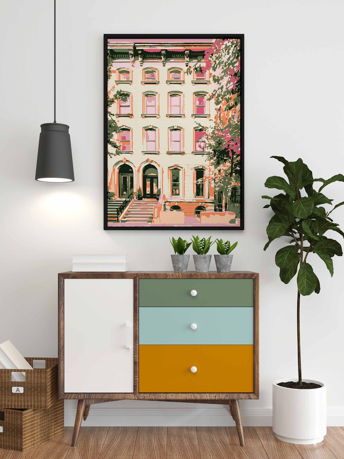 New York Retro NYC Poster, Brooklyn Cityscape Print