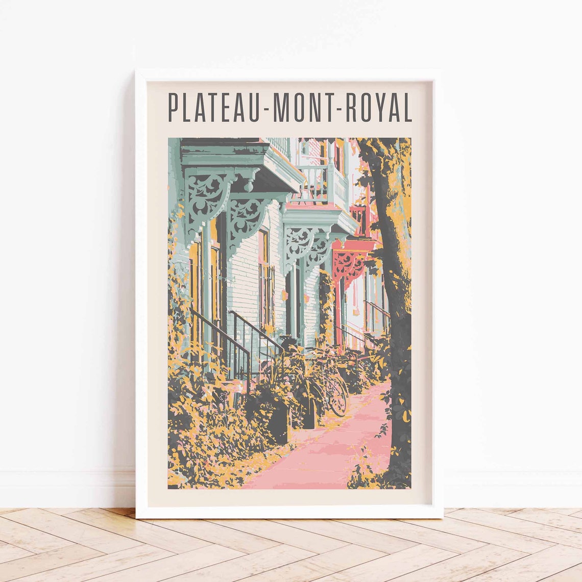 Plateau Mont Royal Montreal Row House Staircase Architecture Poster