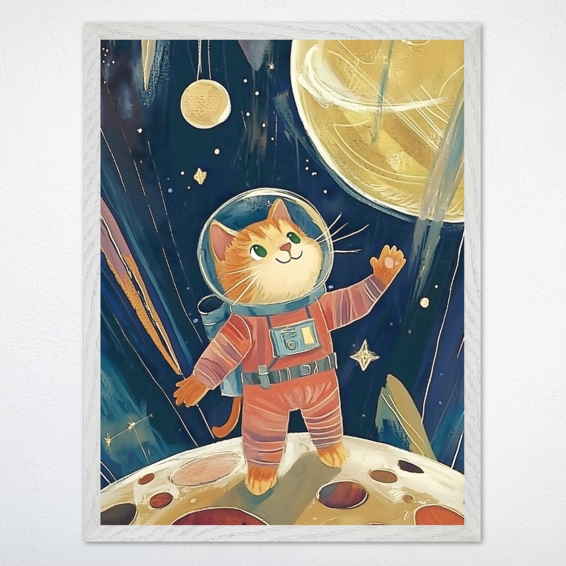 Space Cat, Whimsical Astronaut Cat Nursery Decor