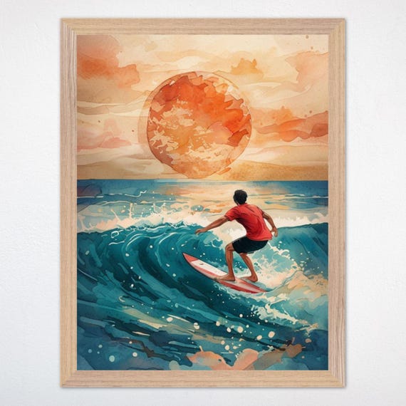 Surfing Wall Art For Nursery And Kids Rooms Surfing Wall Decor Poster For Kids Room Or Playroom Surfing Surfing Framed Poster