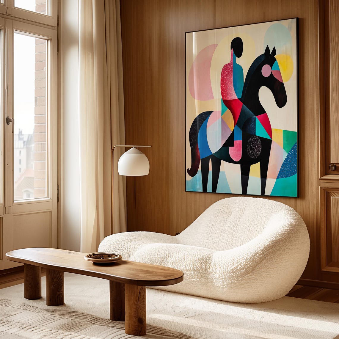 Abstract Colorful Geometric Horse And Rider Modern Art Poster - Image 4