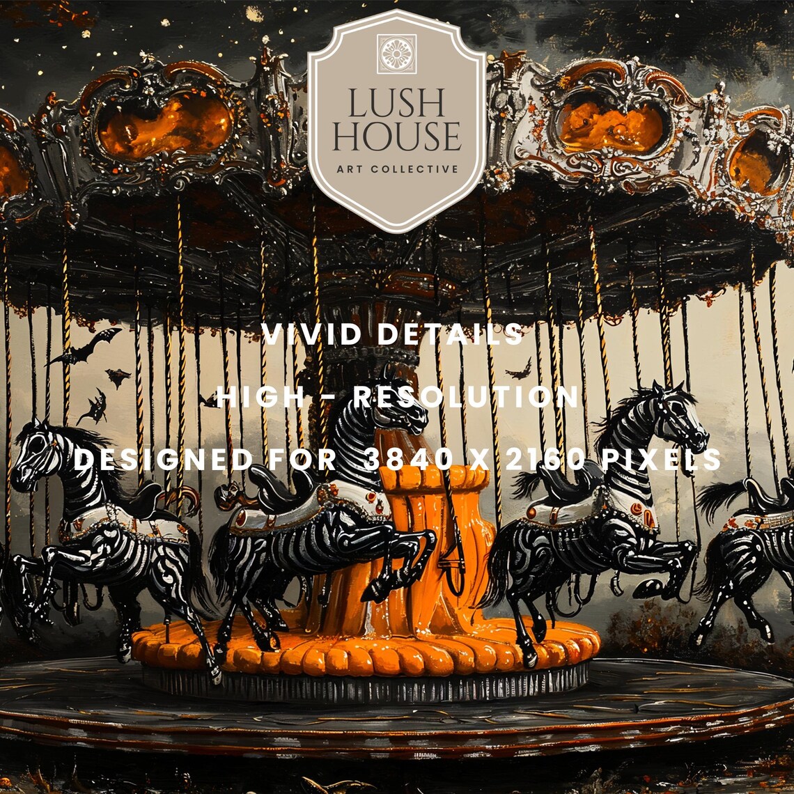 Halloween Horror Haunted Carnival Ride Art Print - Image 3