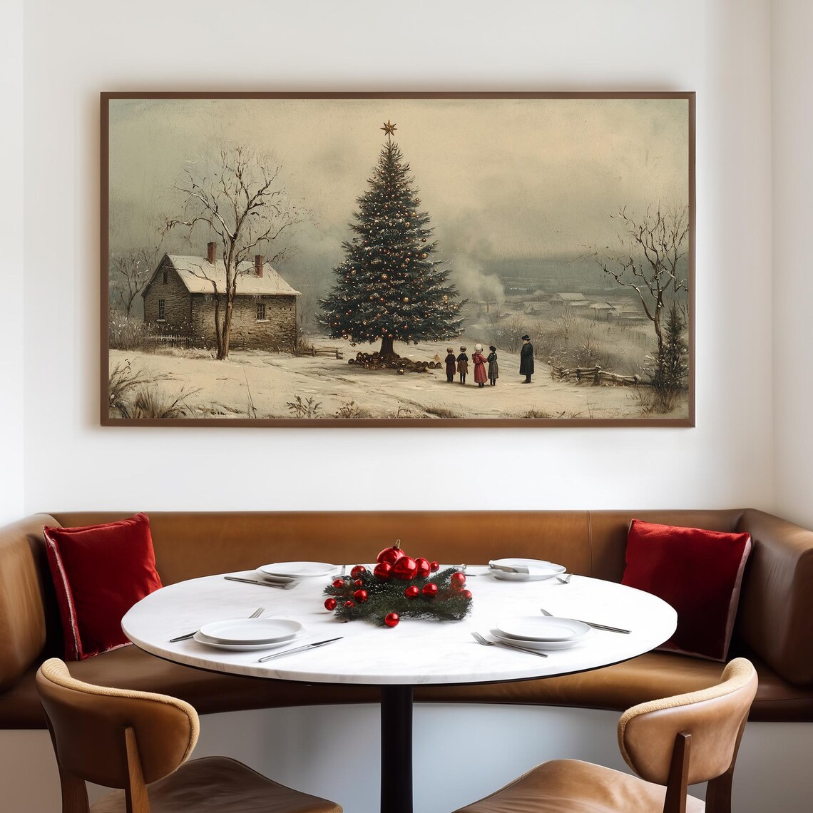 Vintage Christmas Tree Oil Painting, Holiday Art Print - Image 4
