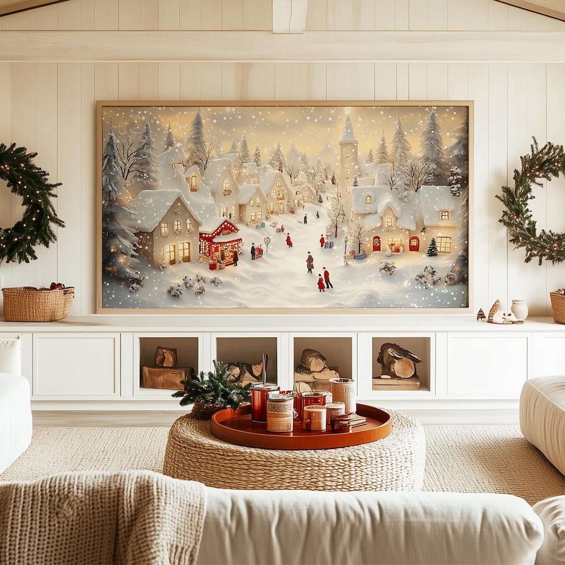 Christmas Village Santa's Workshop, Winter Art Print - Image 3