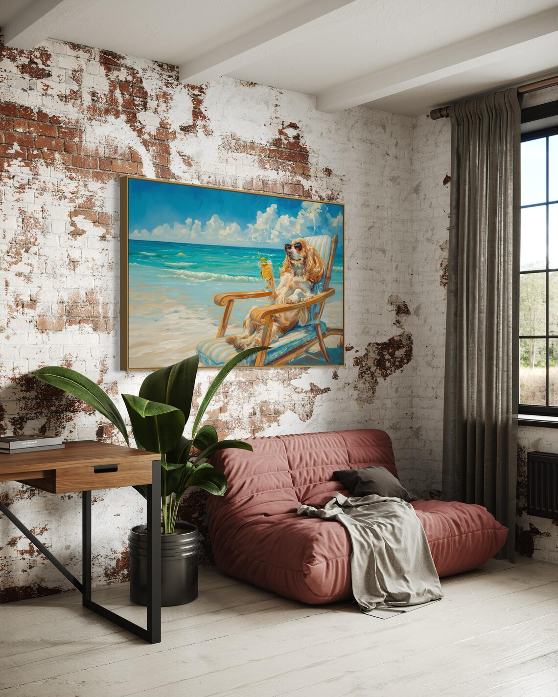 Relaxed Cocker Spaniel Lounging in Beach Chair with Cocktail Poster - Image 6