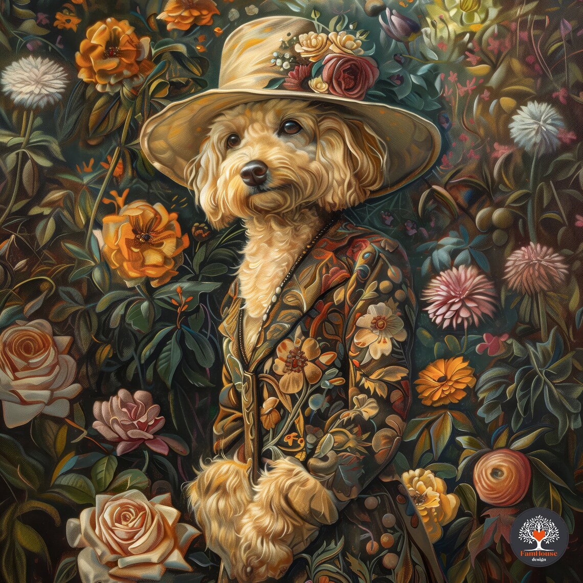 Goldendoodles Renaissance Pet Portrait, Vintage Print - Image 6