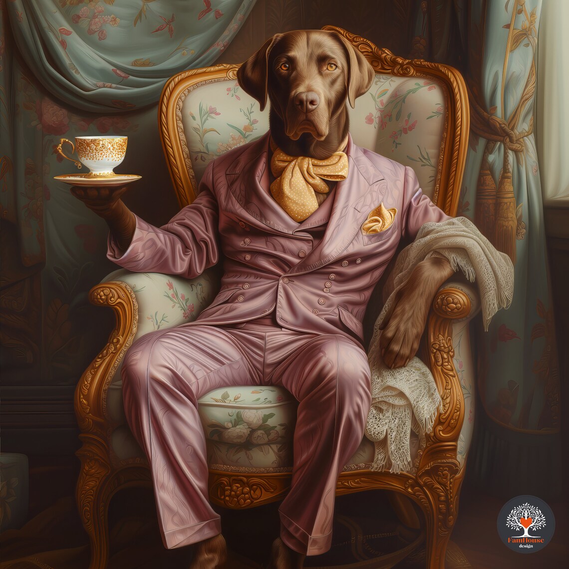 Personalized Victorian Chocolate Lab Portrait Art Print - Image 6