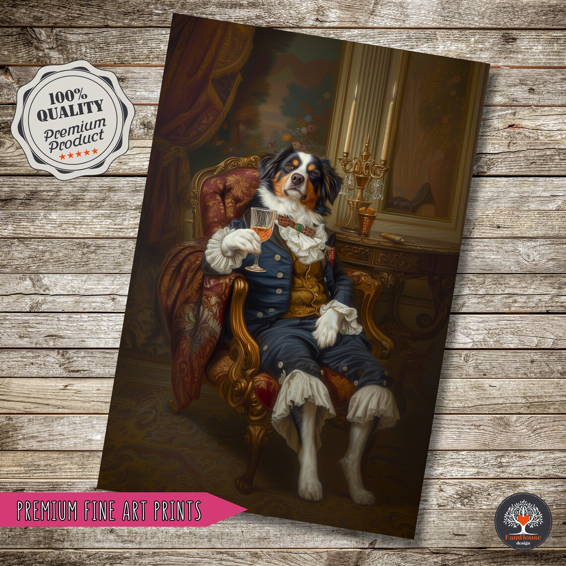 Victorian Australian Shepherd Custom Pet Portrait Art Print - Image 3