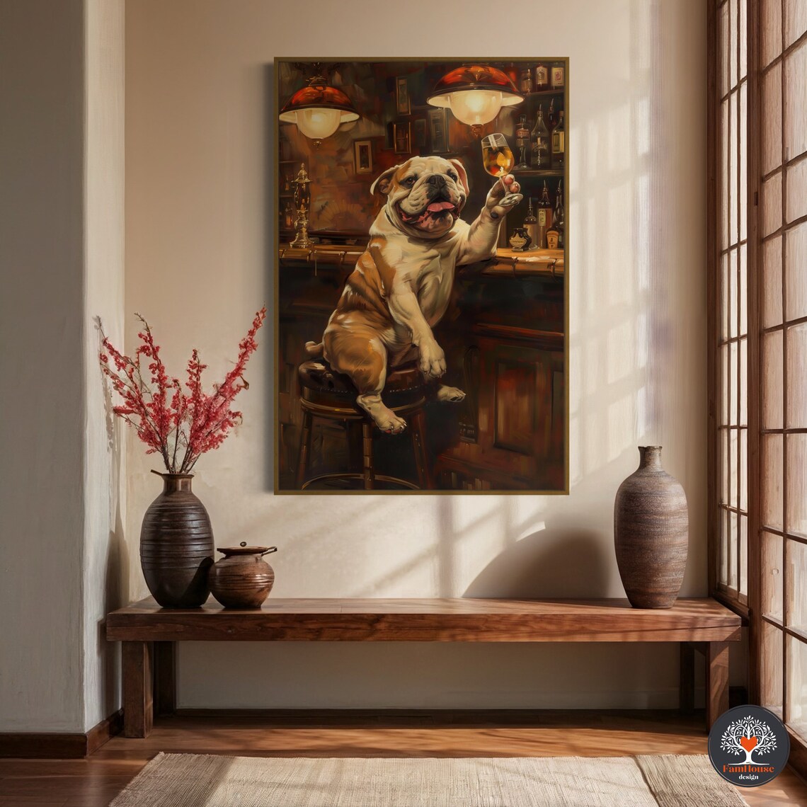 Whimsical English Bulldog Personalized Pet Portrait Print - Image 2
