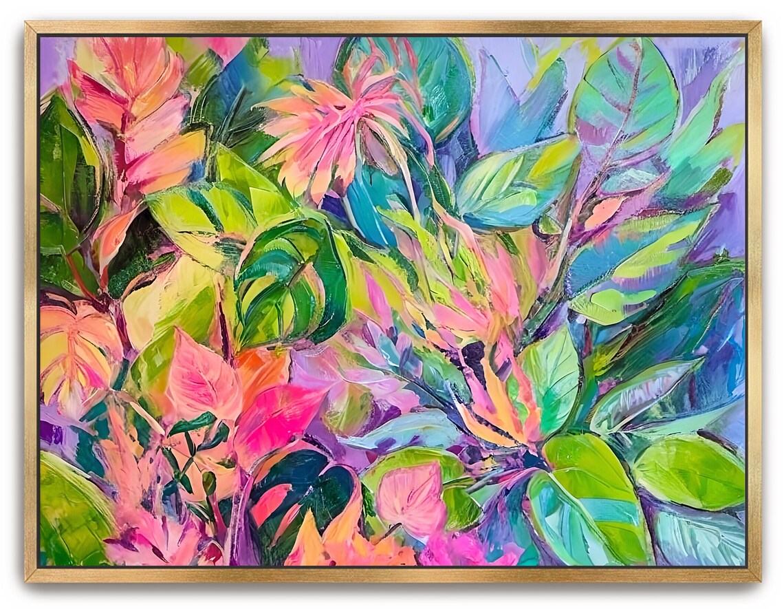 Abstract Acrylic Palm Leaves Tropical Island Art Print - Image 3