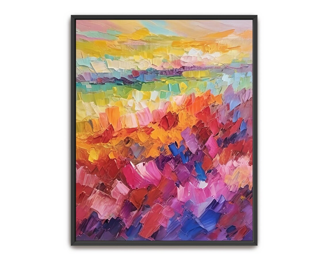 Abstract Acrylic Painting, Colorful Rainbow Art Print
