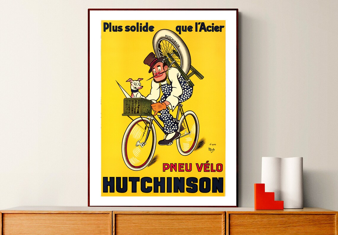 Hutchinson Pneu Velo Bicycle Tire Clown Vintage French Ad Poster