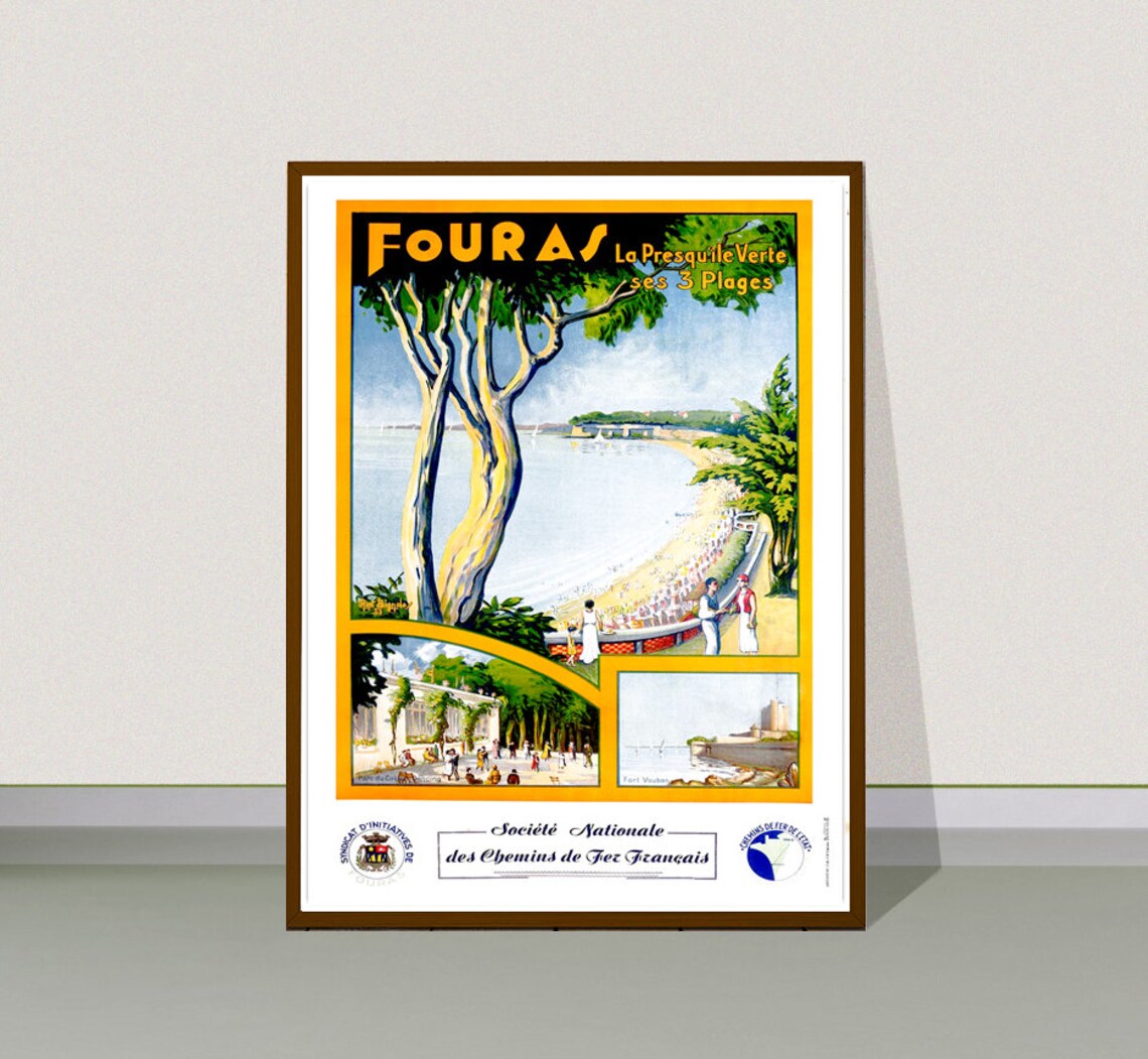 Fouras La Presqu ile Verte Ses 3 Plages French Beach Railway Poster