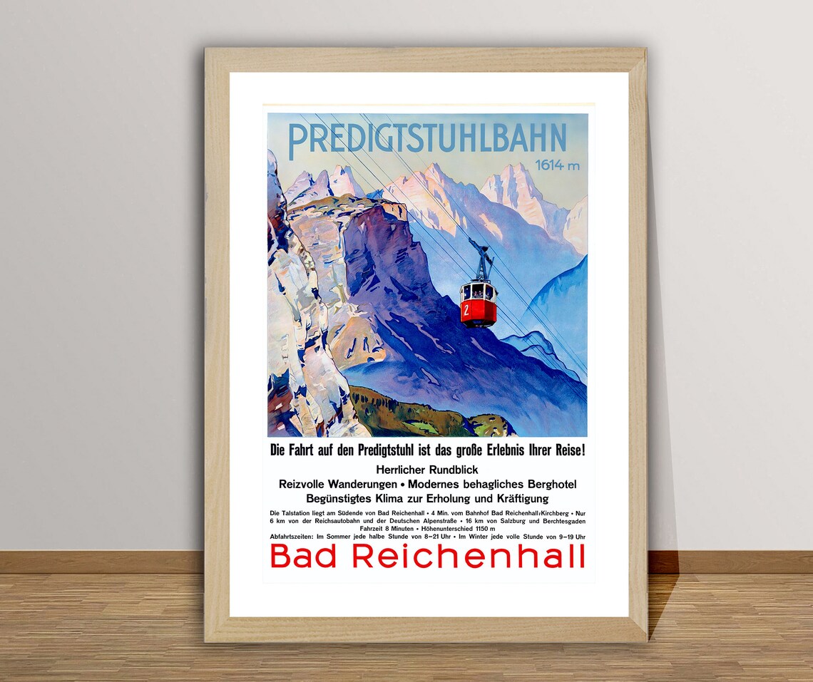 Predigtstuhl Bahn Bad Reichenhall Vintage Travel Poster