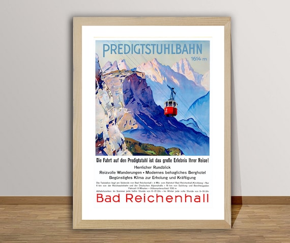 Predigtstuhl Bahn Bad Reichenhall Vintage Travel Poster