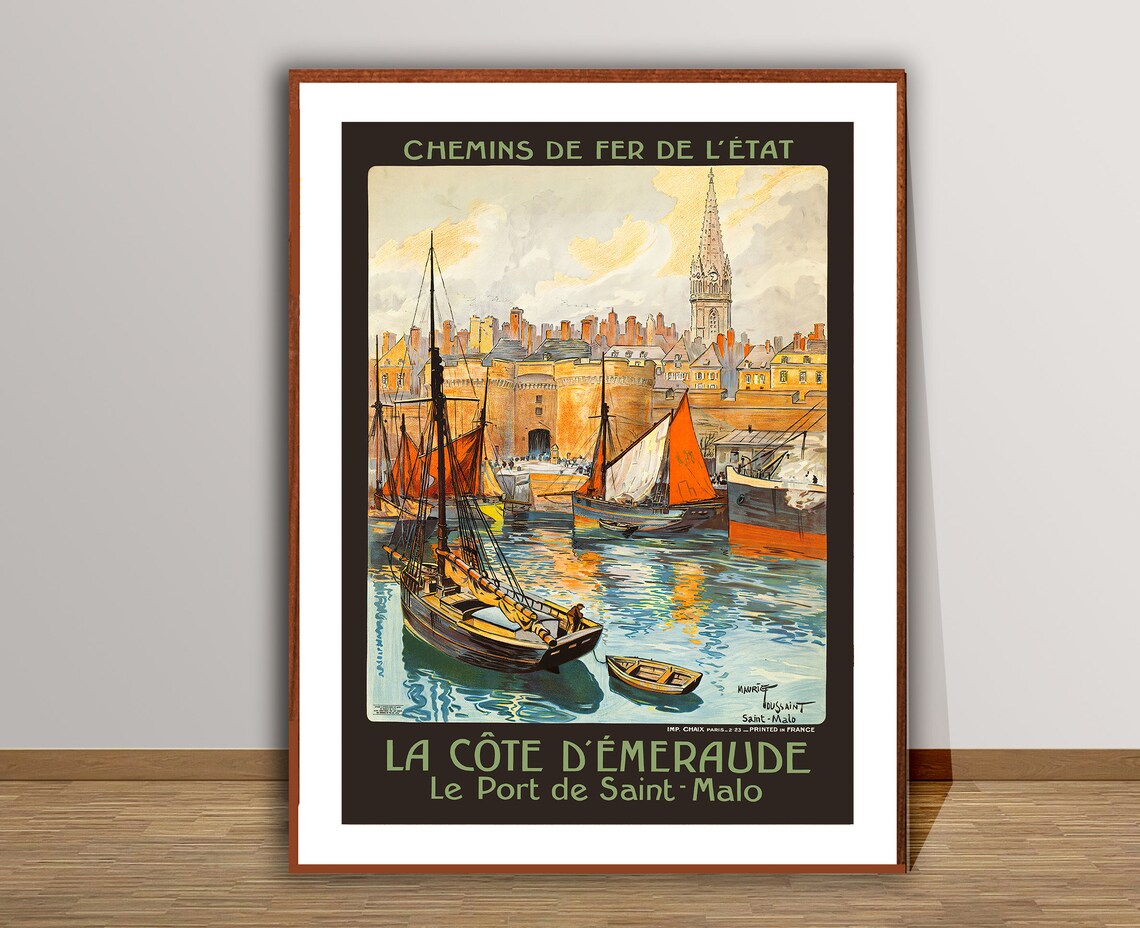 La Côte D'Émeraude Saint Malo Vintage Travel Poster