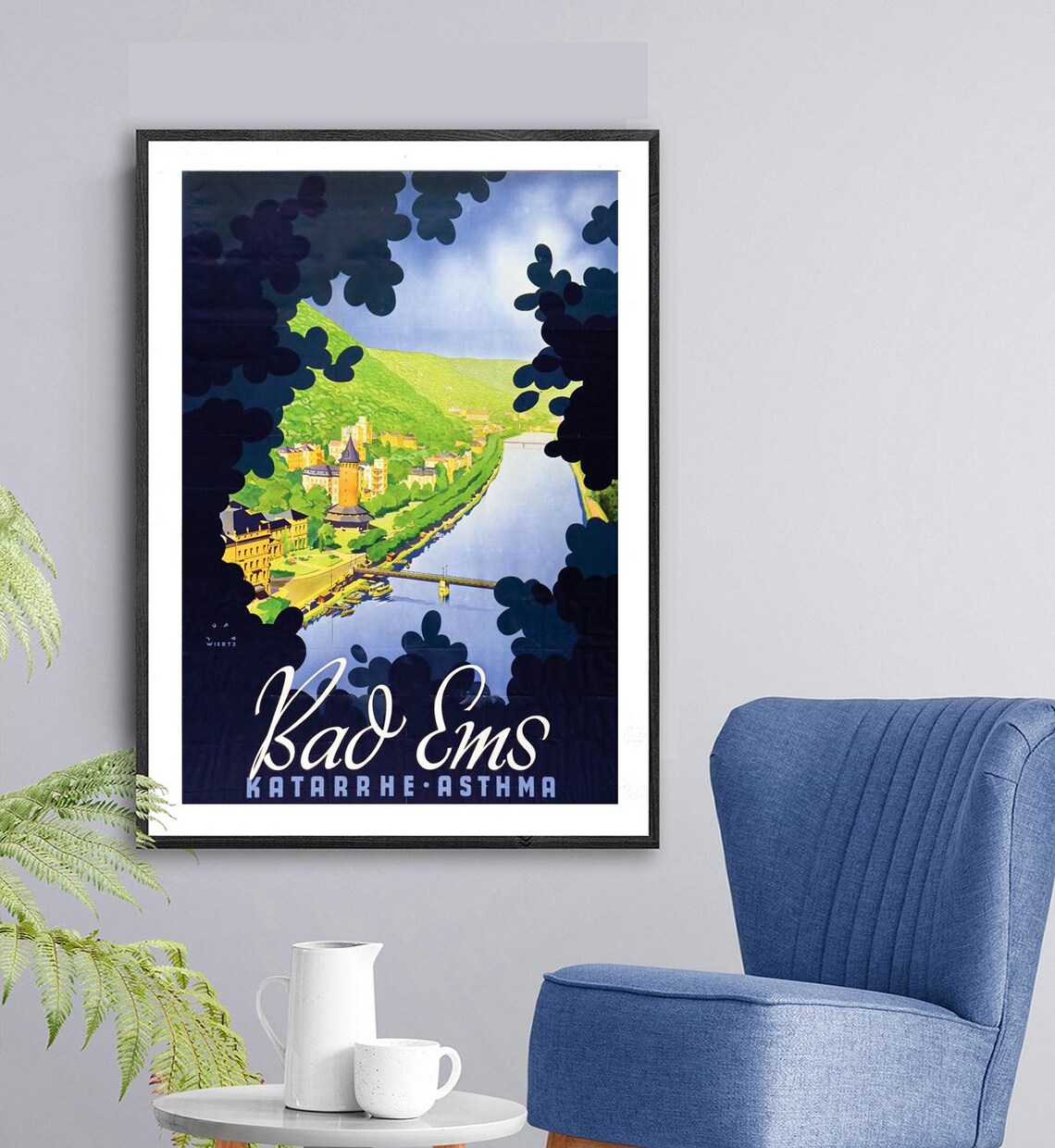 Bad Ems Germany River Lahn Valley Spa Town Vintage Travel Poster - Image 2