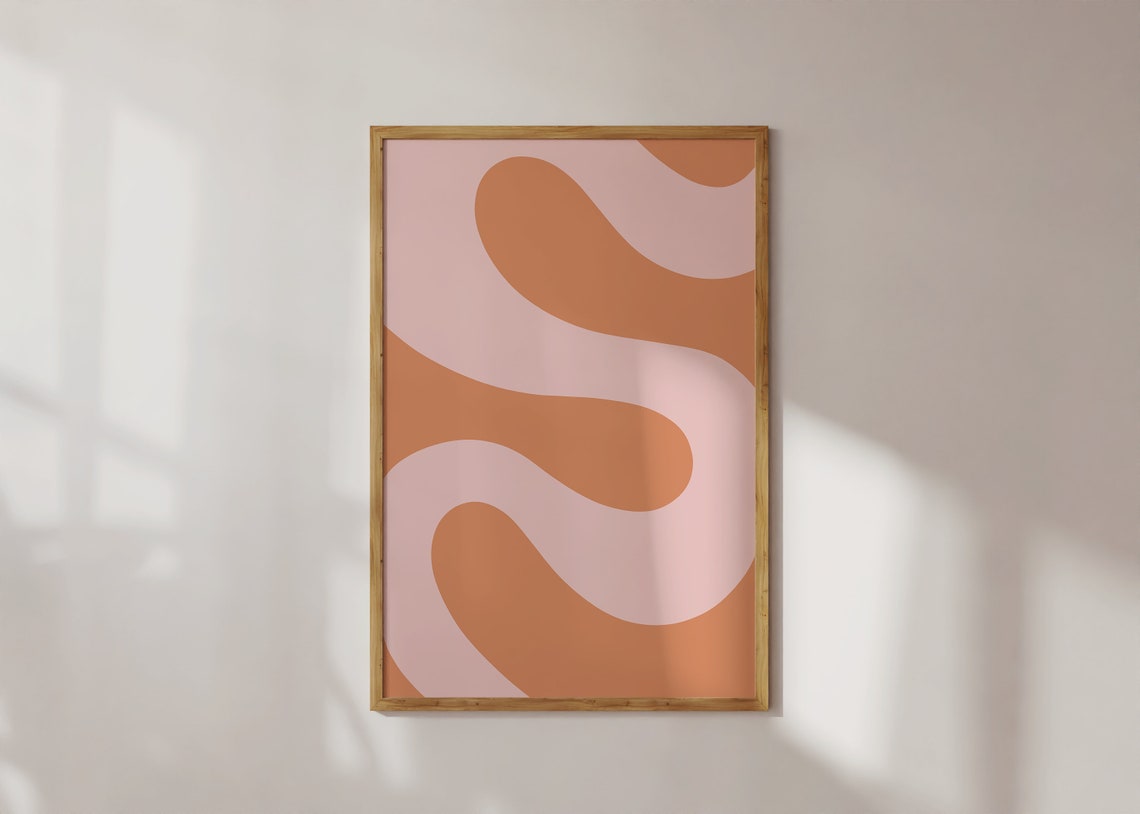 Terracotta Wavy Lines Abstract Minimalist Modern Wall Poster