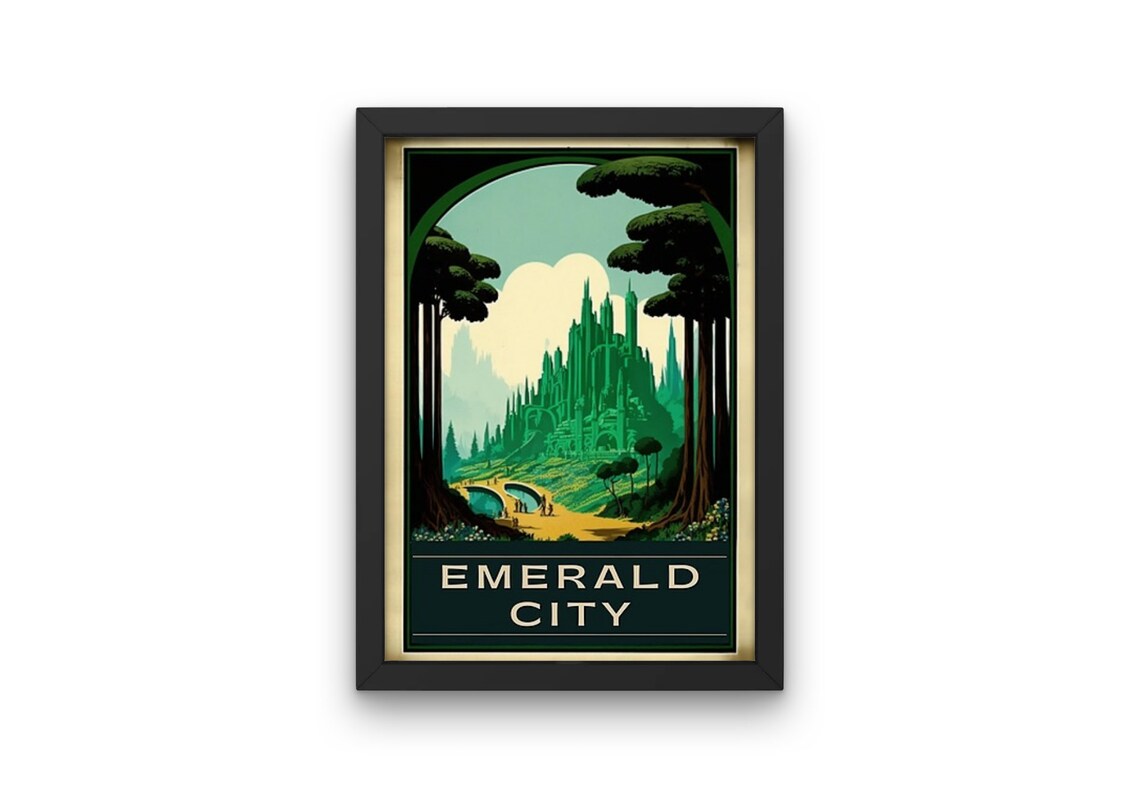 Emerald City Oz Forest Archway Golden Bridge Vintage Travel Poster - Image 4