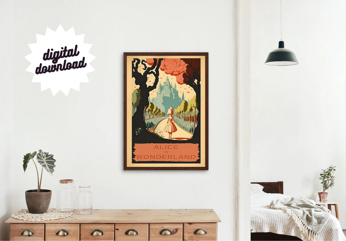 Alice In Wonderland Castle Path Autumn Forest Vintage Poster