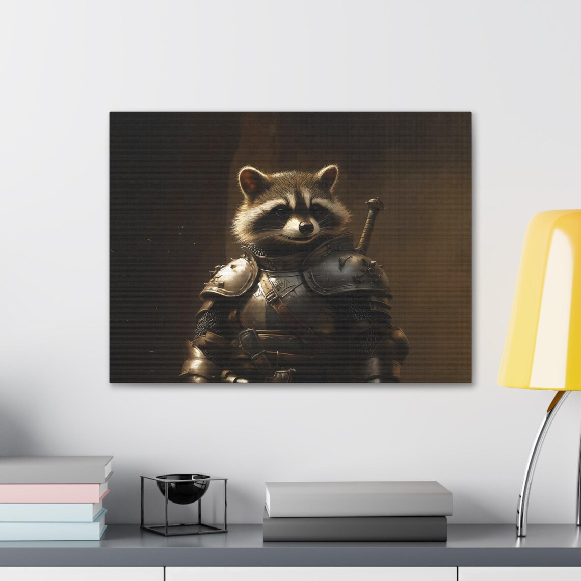 Raccoon Knight in Shining Medieval Armor Cute Woodland Warrior Poster - Image 2