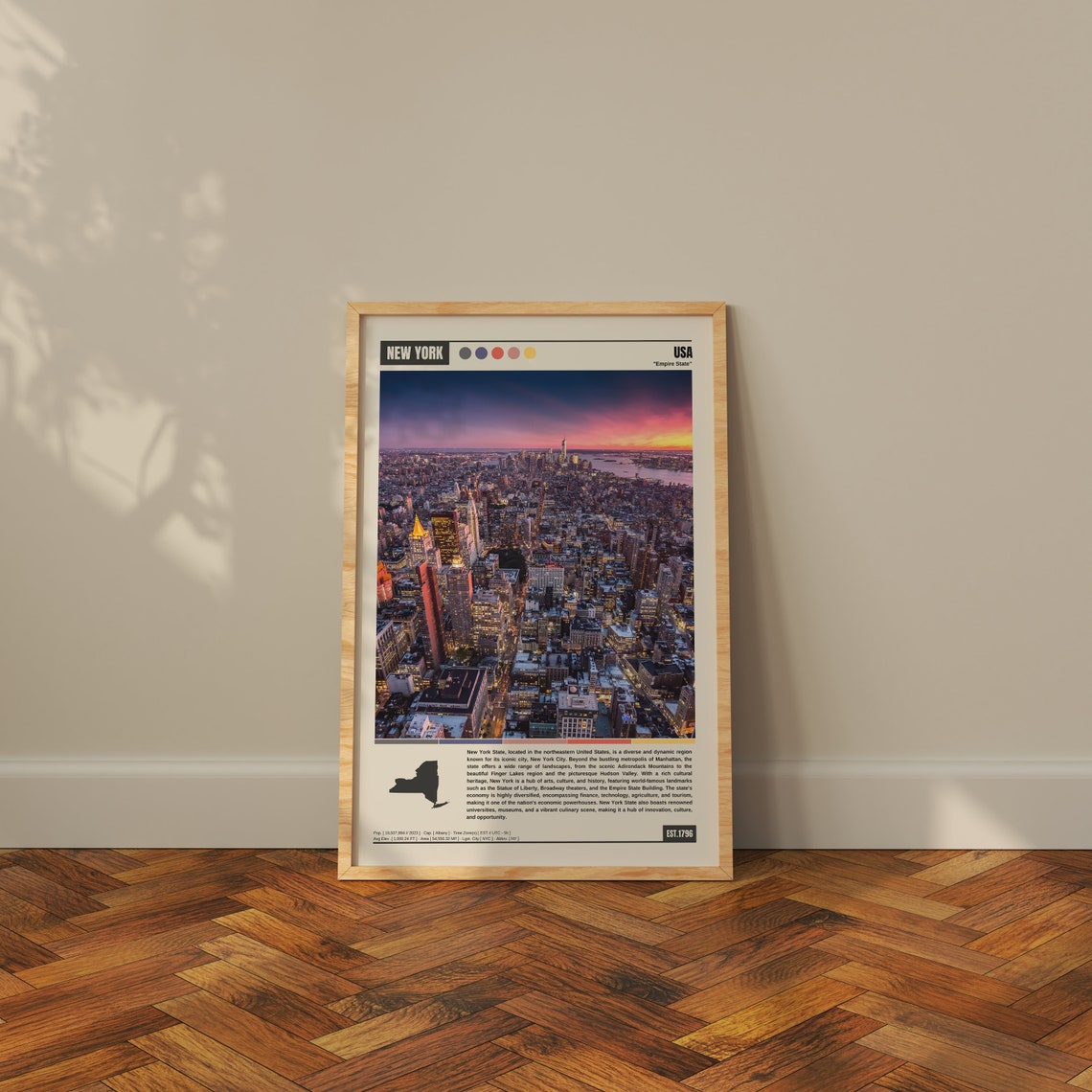 New York Empire State Manhattan Skyline Sunset Aerial View Poster - Image 3