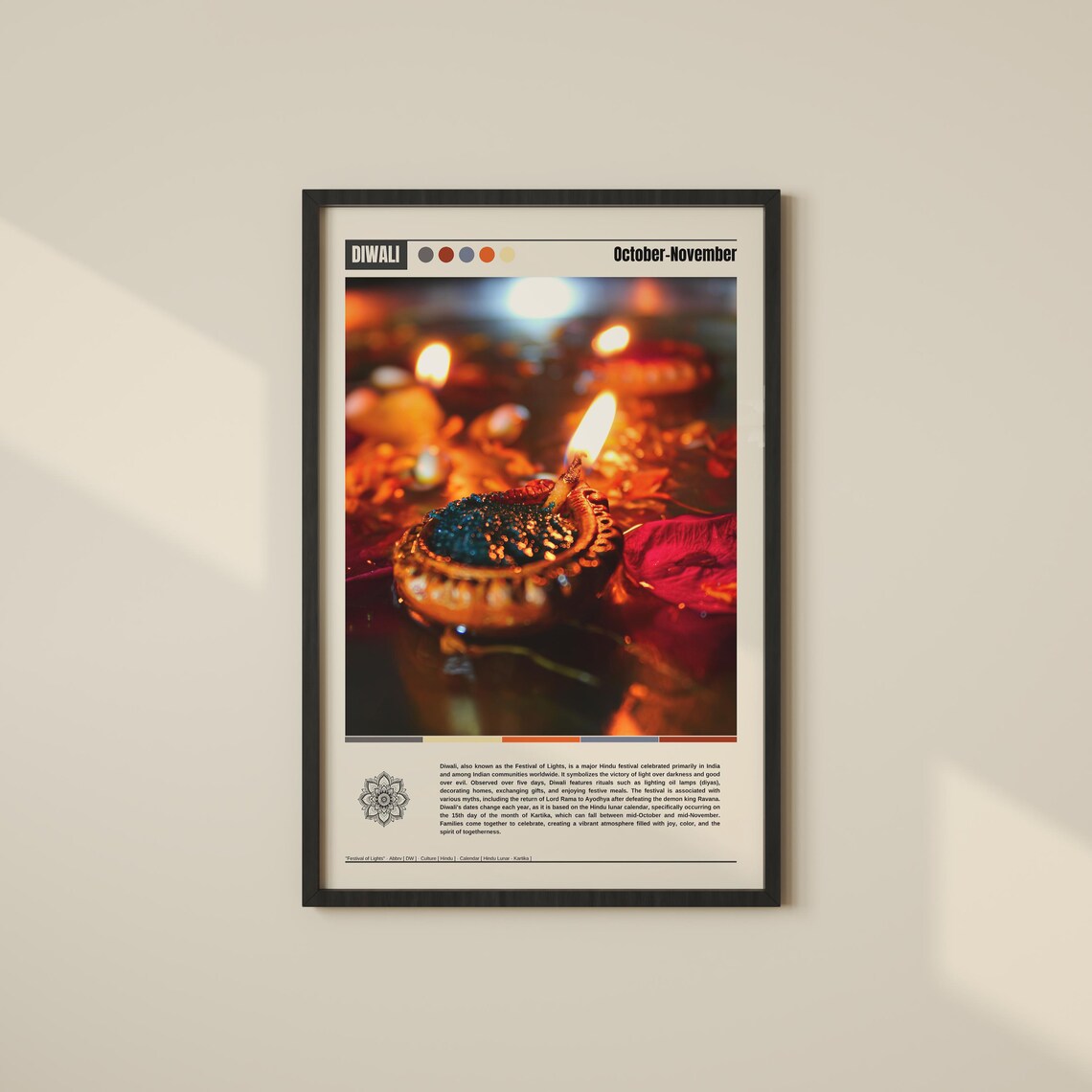 Diwali Festival of Lights Oil Lamp Close-Up Celebration Culture Poster