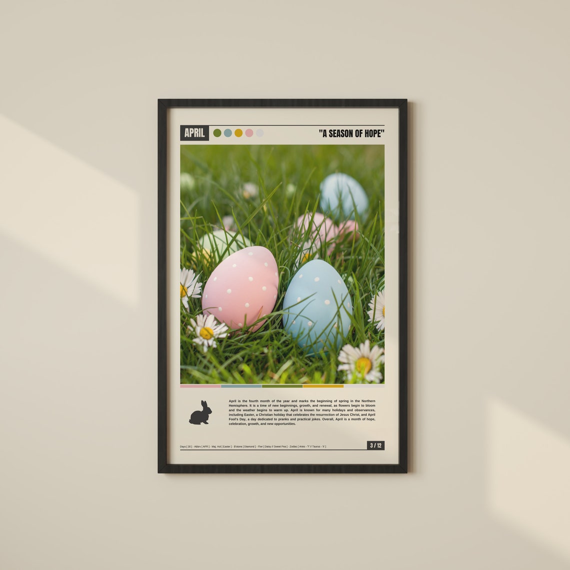 April A Season of Hope Pastel Easter Eggs in Green Spring Grass Poster