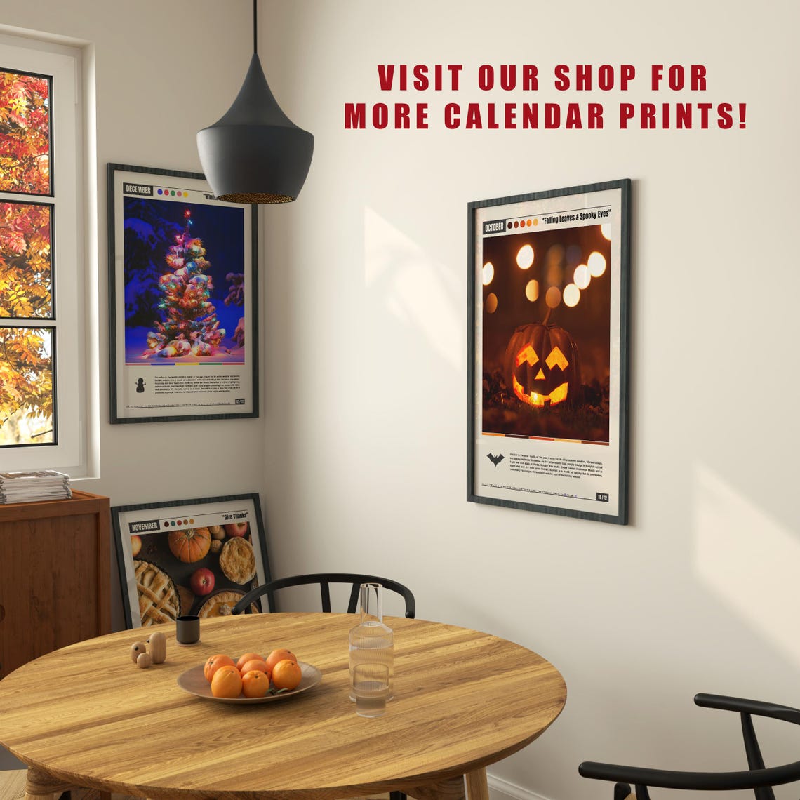 October Falling Leaves Spooky Eves Glowing Jack O Lantern Night Poster - Image 6