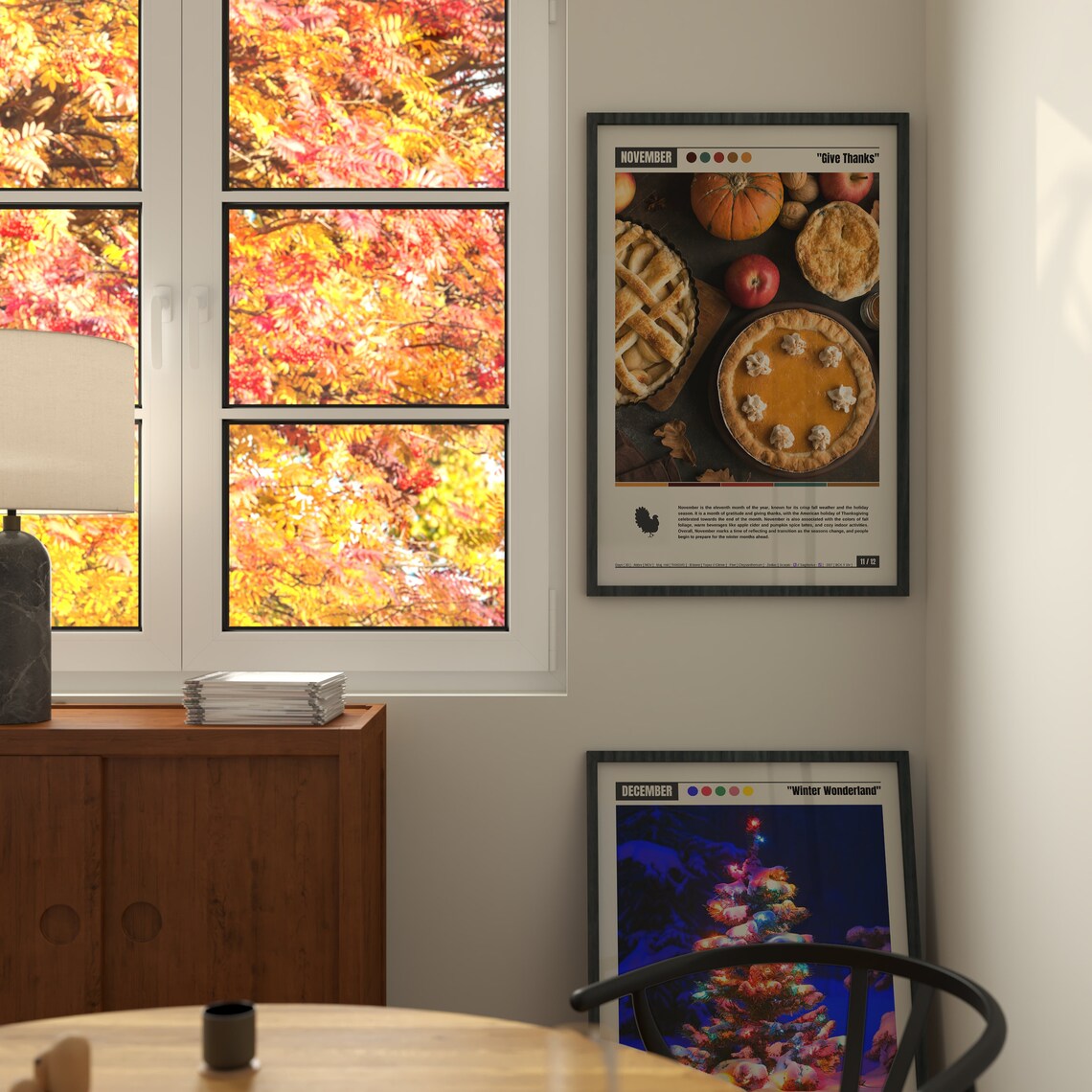 November Give Thanks Harvest Pie Pumpkin Thanksgiving Feast Poster - Image 2