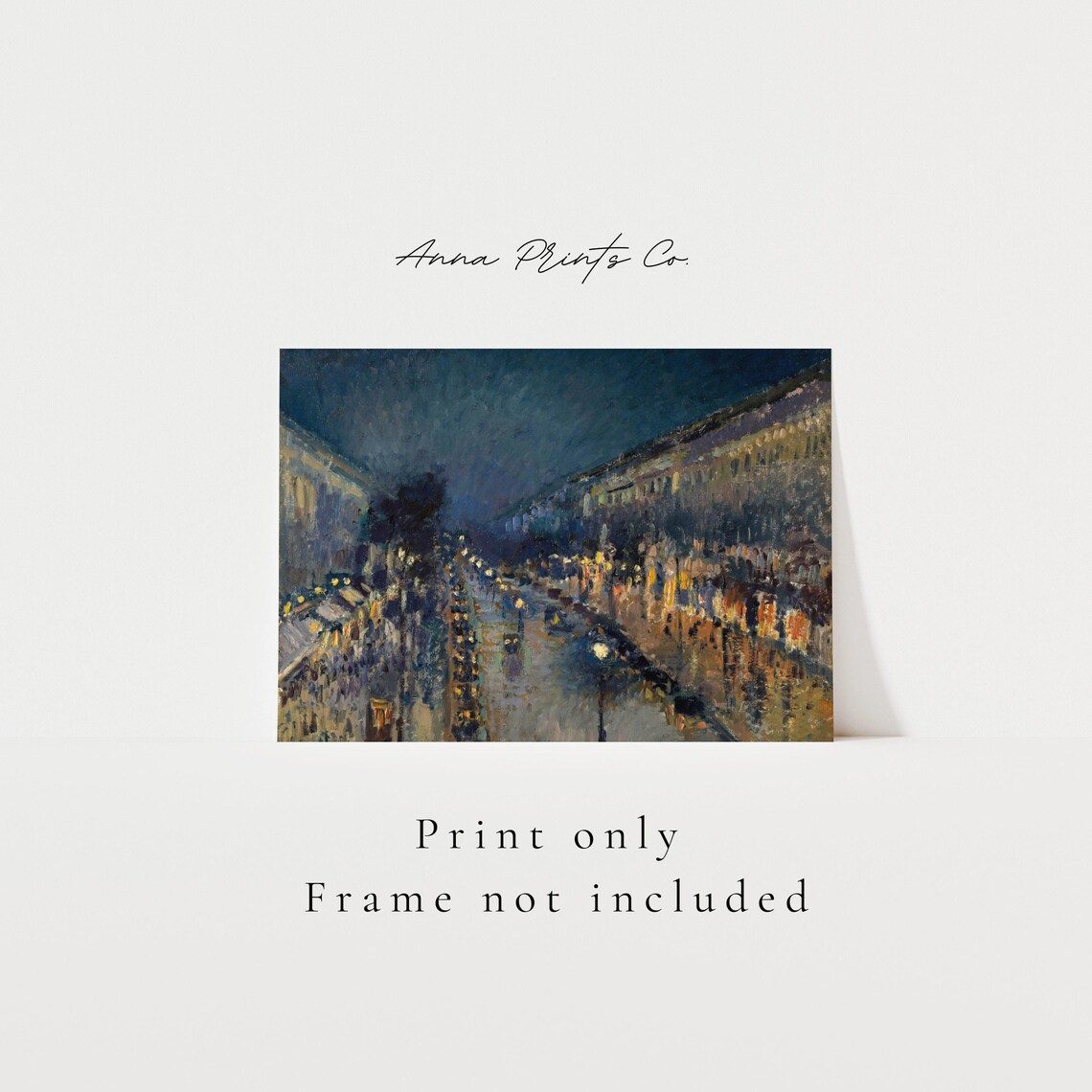 Boulevard Montmartre at Night by Camille Pissarro, Art Print - Image 3